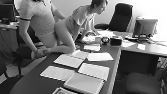 Boss Seduces Petite Secretary On Office Desk And Records It With A Hidden Camera